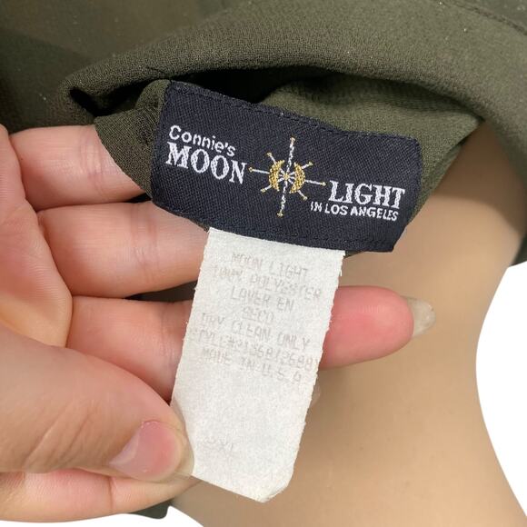 Connie's Moonlight Olive Green Sparkle Shimmer Sheer Duster Cardigan SZ 2X - Picture 8 of 8